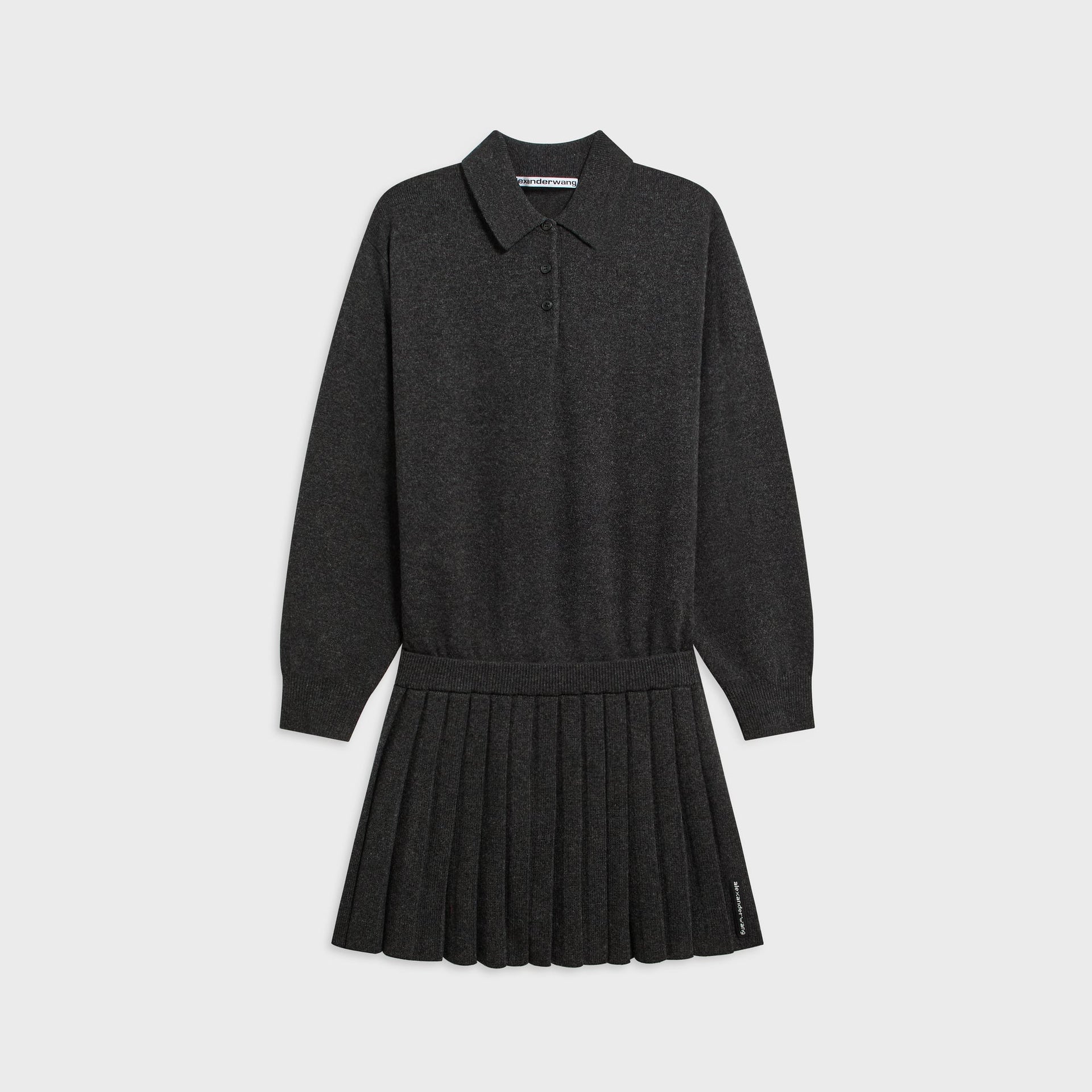 Alexander Wang Heatpressed Skirt Long Sleeve Polo Dress - Graphite