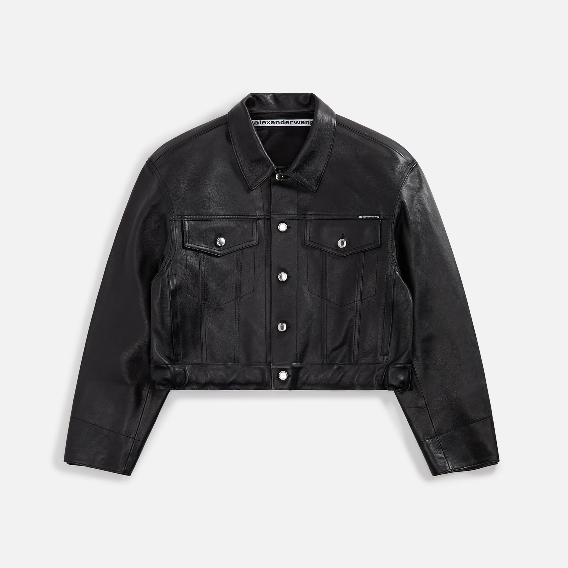 Alexander Wang Jean Jacket with Leather Belt and Branded Label - Black