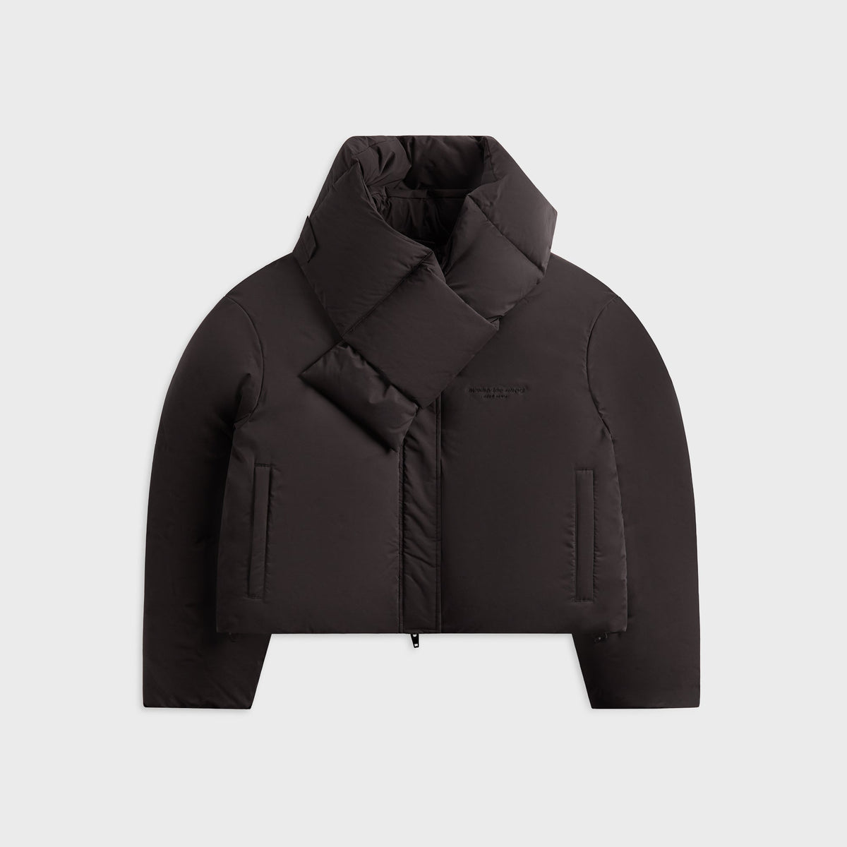 Alexander Wang Cropped Puffer with Removable Scarf in Black
