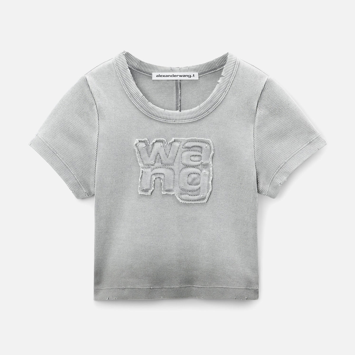 Alexander Wang Distressed Edge Rib Baby Tee - Grey