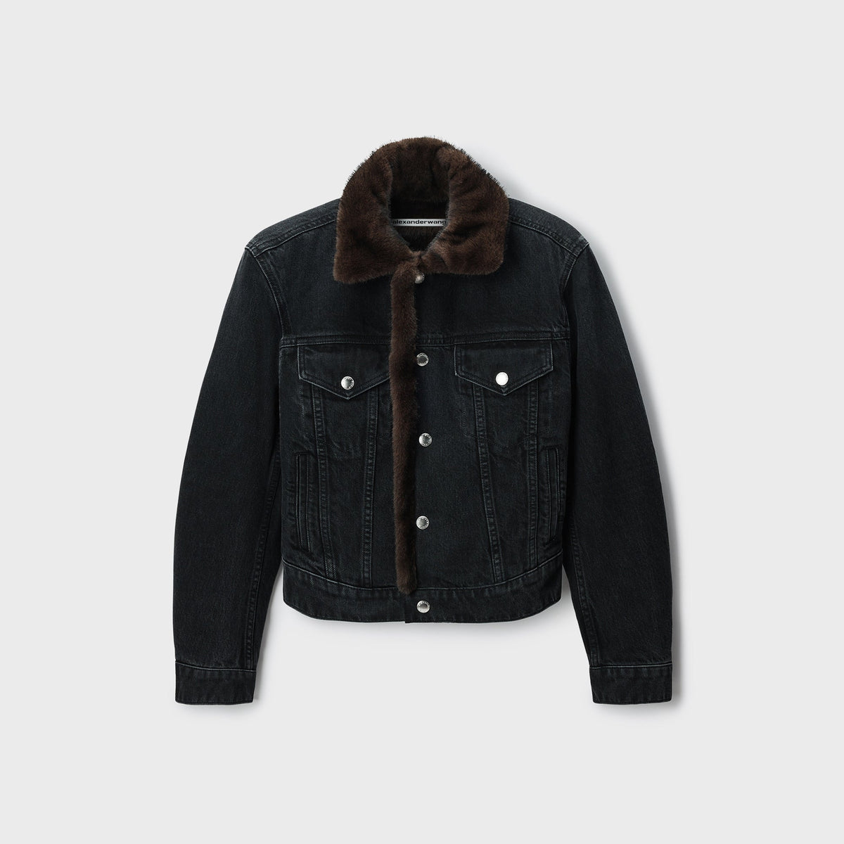 Alexander Wang Faux Fur Lined Denim Jacket - Faded Black