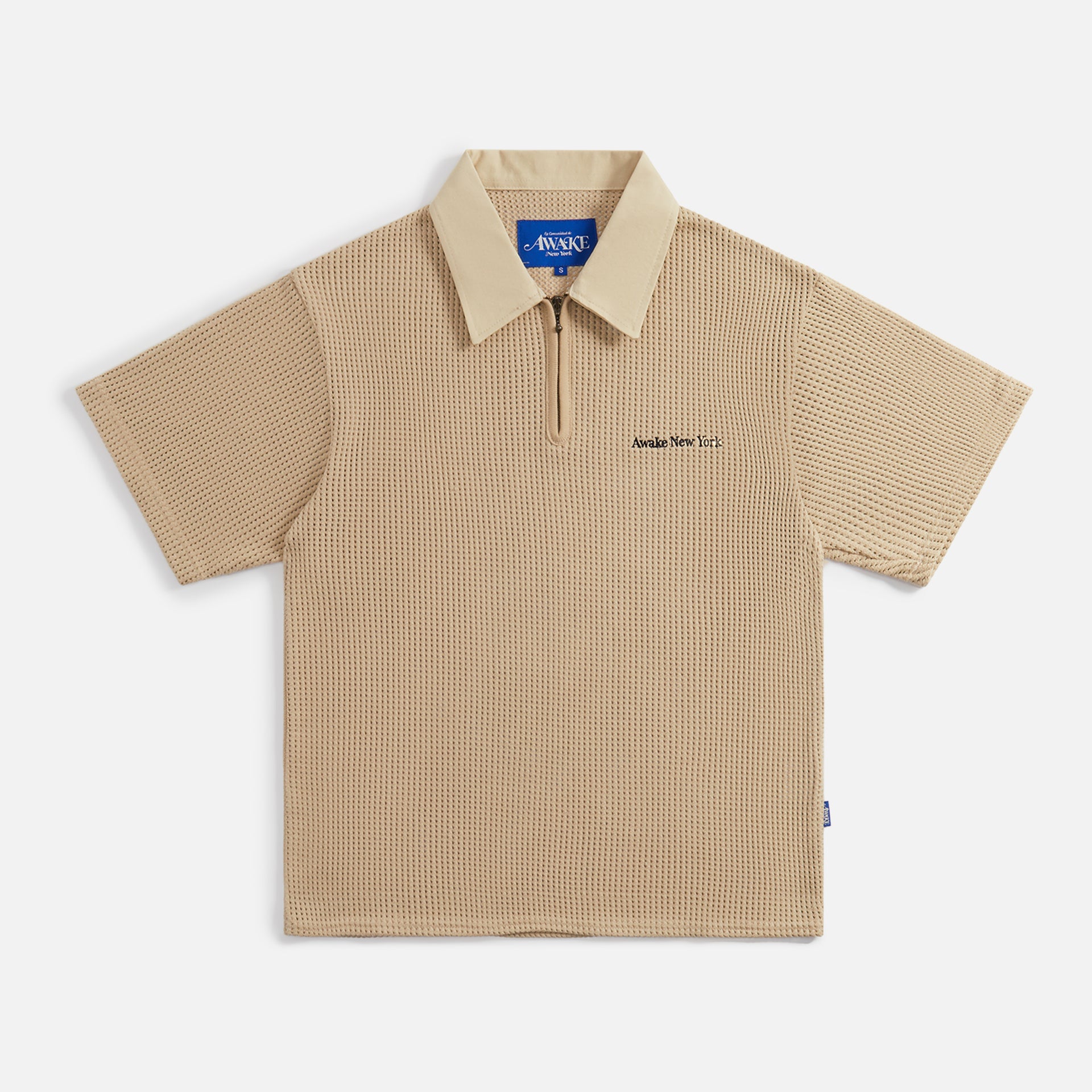 Awake NY Open Knit Embroidered Polo - Cream