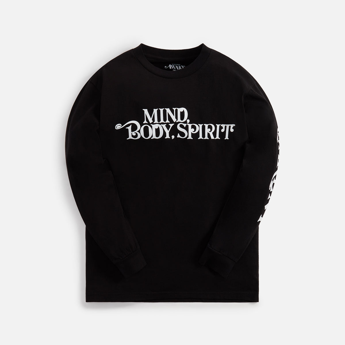 Awake NY Mind Body Spirit Printed Long Sleeve Tee - Black
