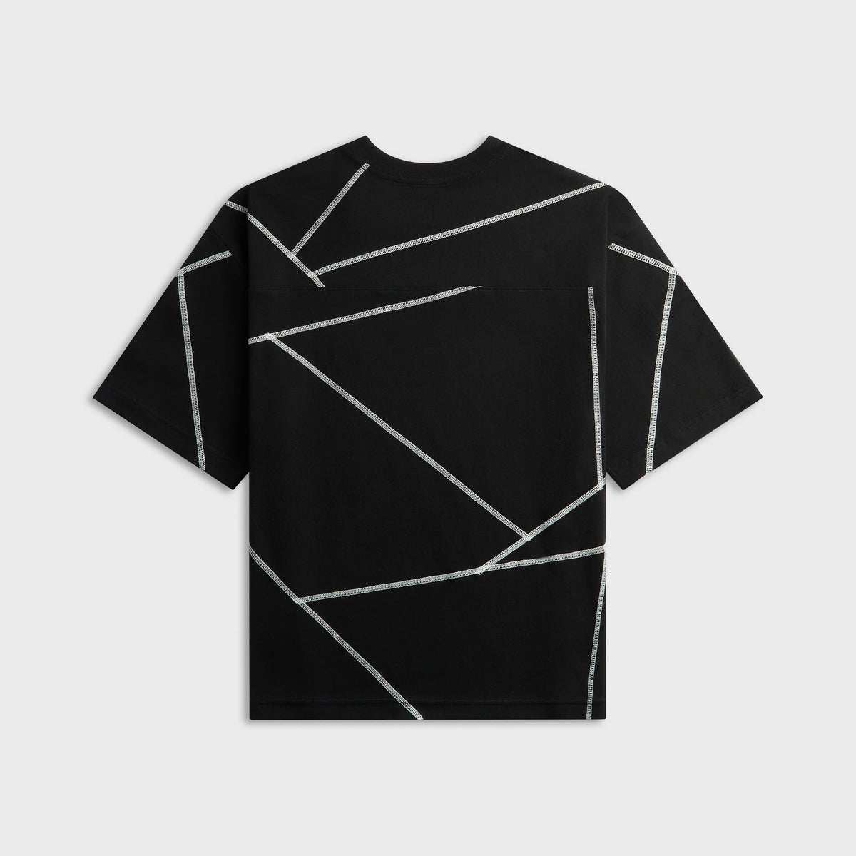 Awake NY Campus Shirt in Black, black tee with white geometric line graphic, back view