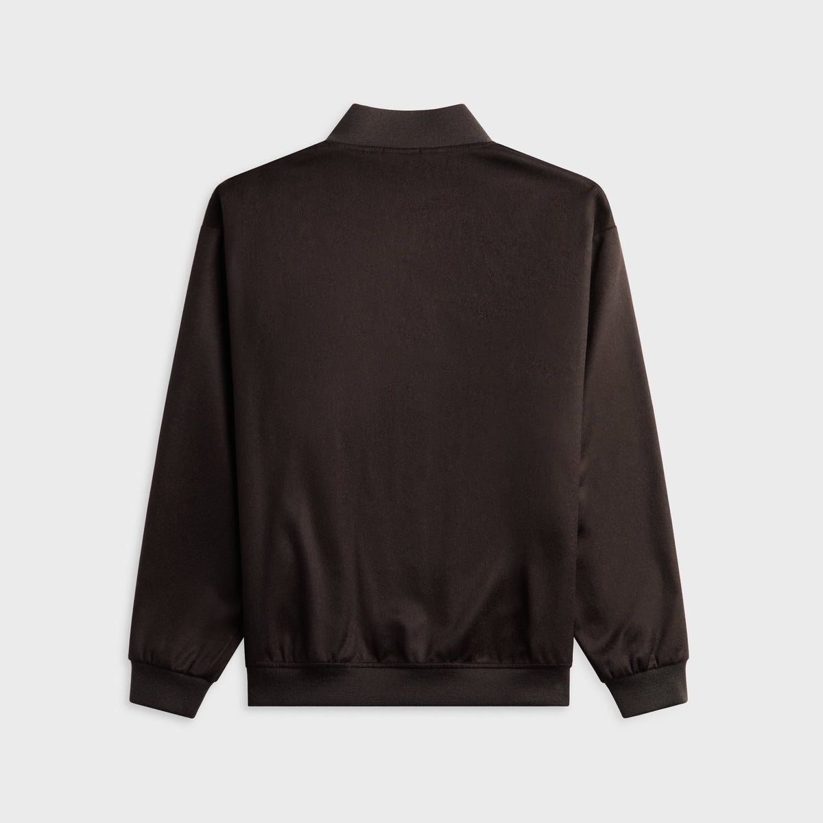 Barena Gabier Real Coat in Bruno, dark brown satin zip-up bomber jacket, back view