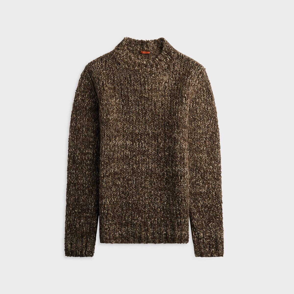 Barena Maresel Sweater in Bruno, brown melange knit crewneck sweater, front view