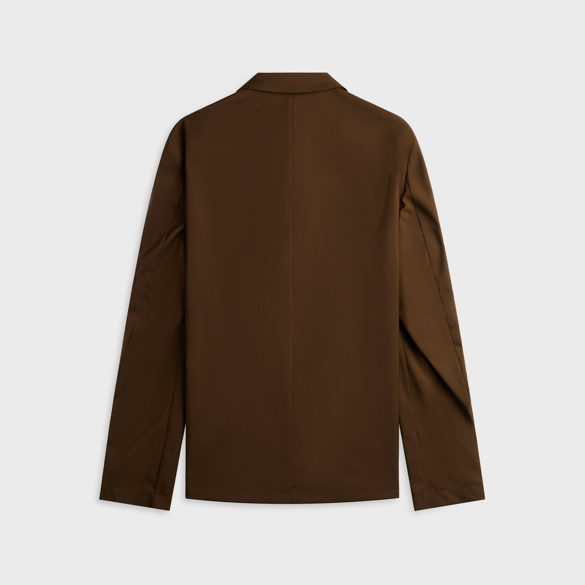 Barena Gabier Tropical Coat in Toffee, brown button-up jacket, back view