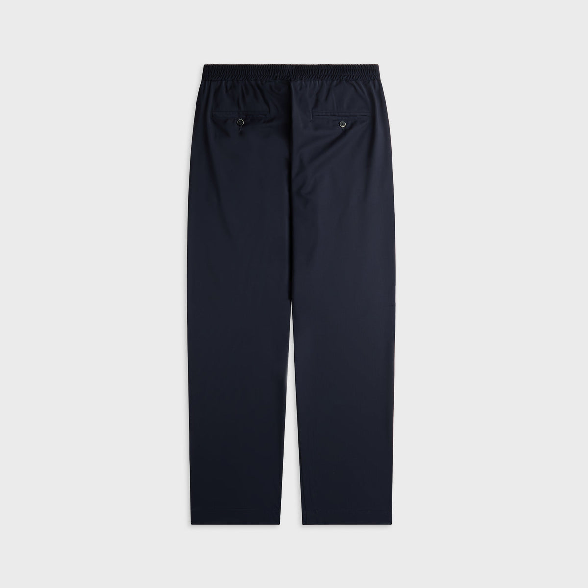 Barena Bativoga Tropical Trousers in Navy, dark elastic-waist trousers, back view
