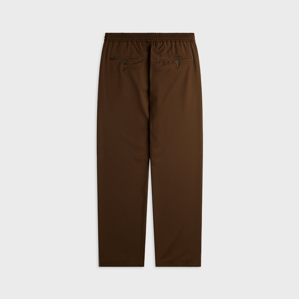 Barena Bativoga Tropical Trousers in Toffee, brown elastic-waist trousers, back view