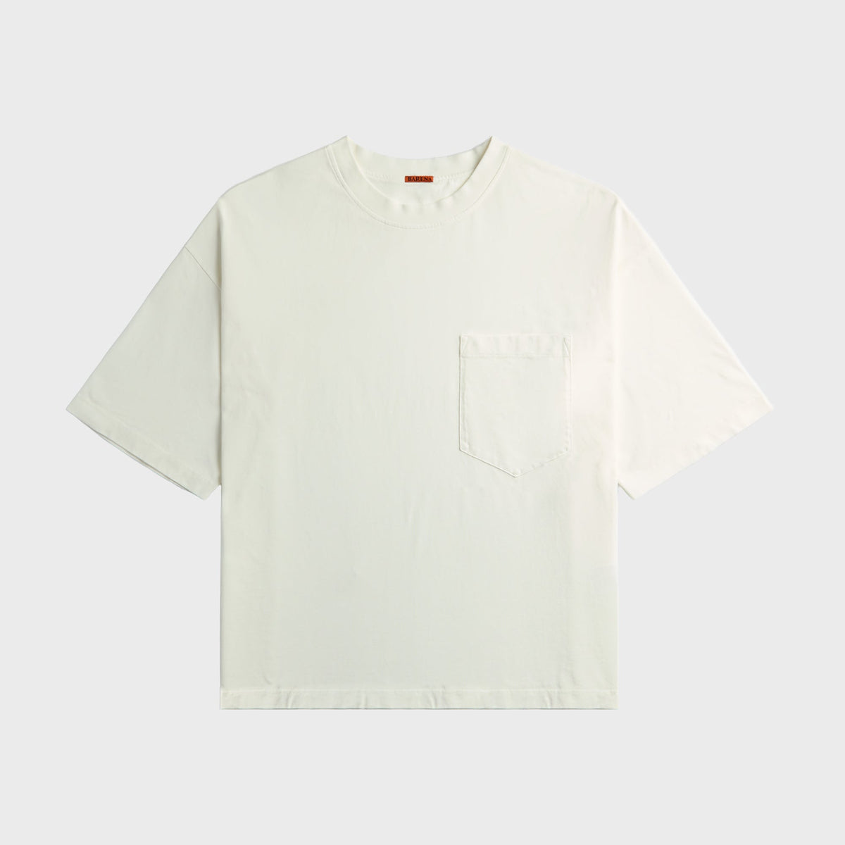 Barena Giro Gebo Tee in Bianco, oversized cream tee with chest pocket, front view
