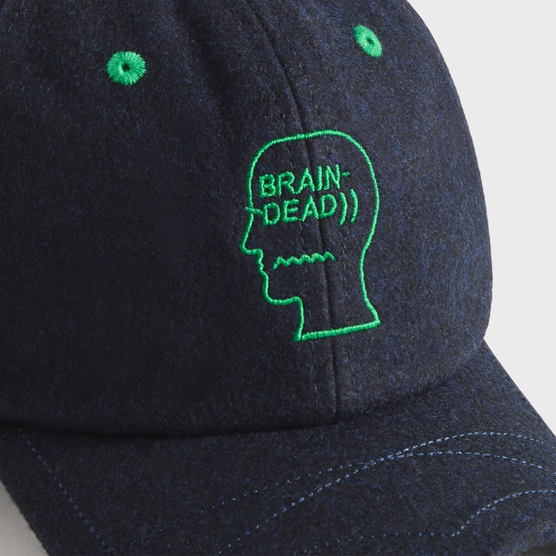Brain Dead Batwing Logohead Flannel Hat - Navy