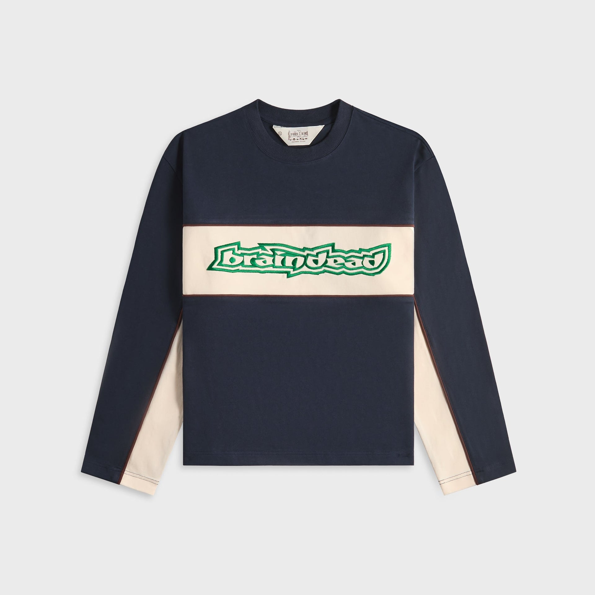 Brain Dead Heavyweight Paneled Long Sleeve Tee - Navy