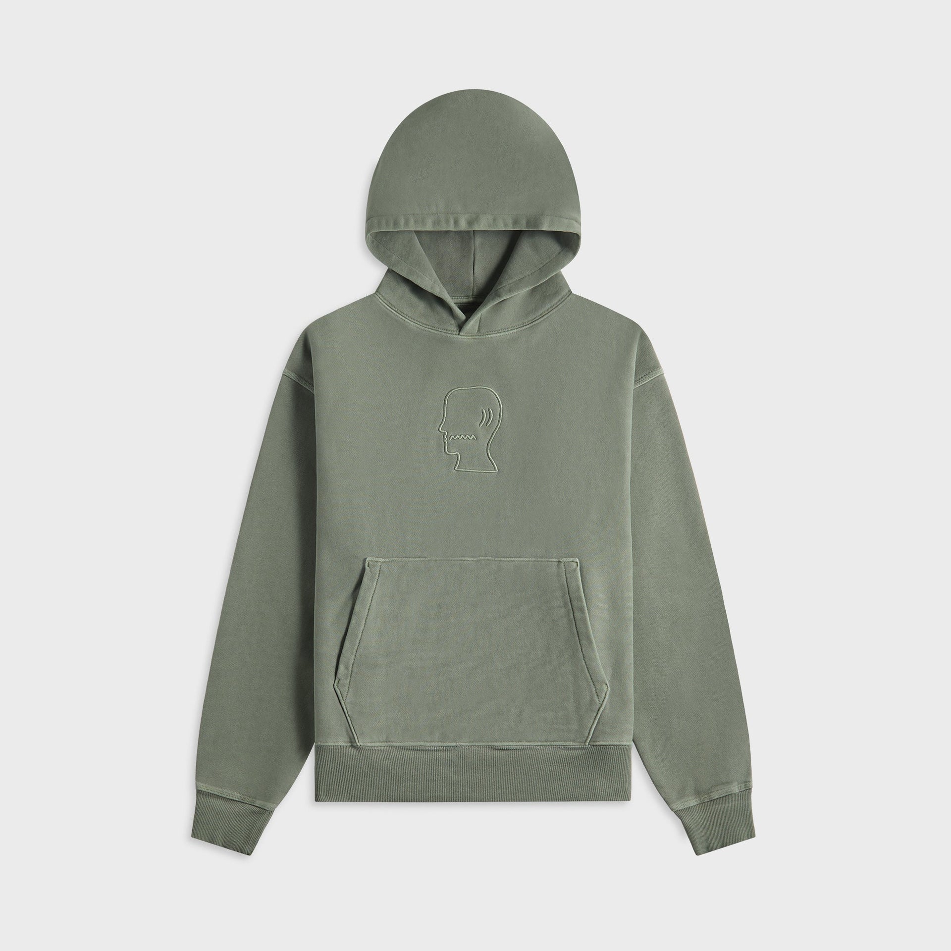 Brain Dead 3D Embroidered Logo Head Garment Dyed Hoodie - Ivy
