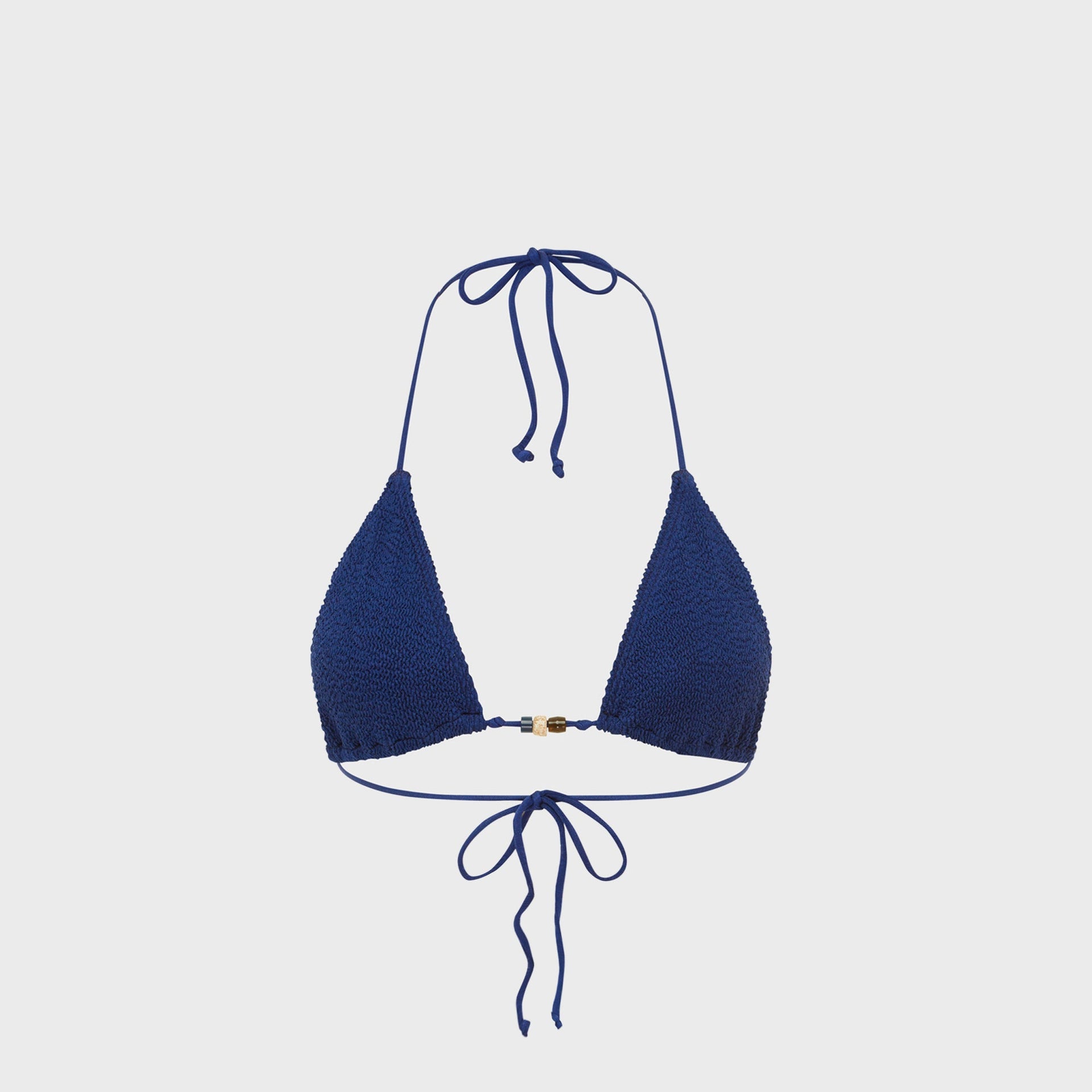 Bond Eye Beaded Ingrid Triangle Bikini Top in Midnight Shim