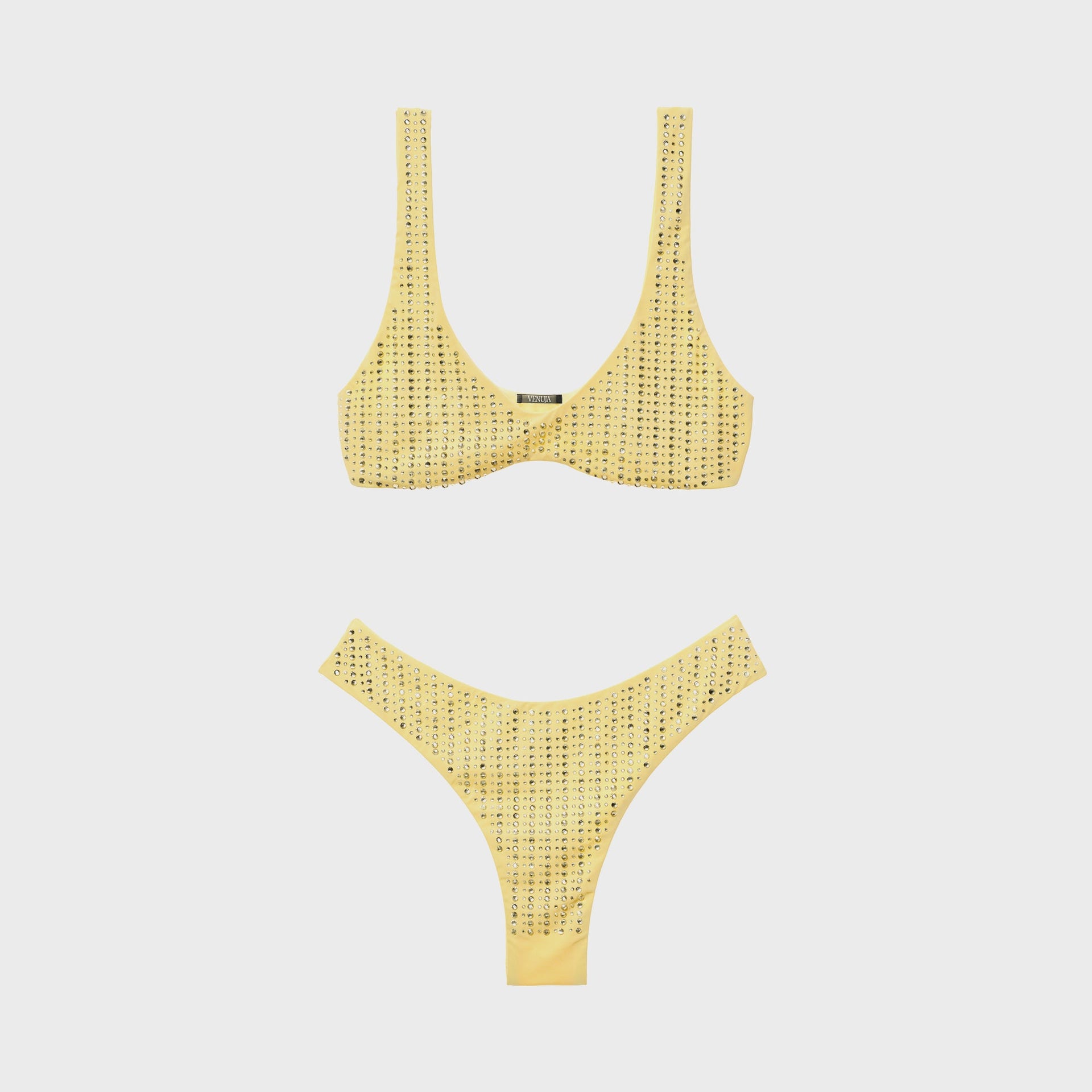 Venuja Brassiere and High Cut Brazilian Bikini Set - Jonquil