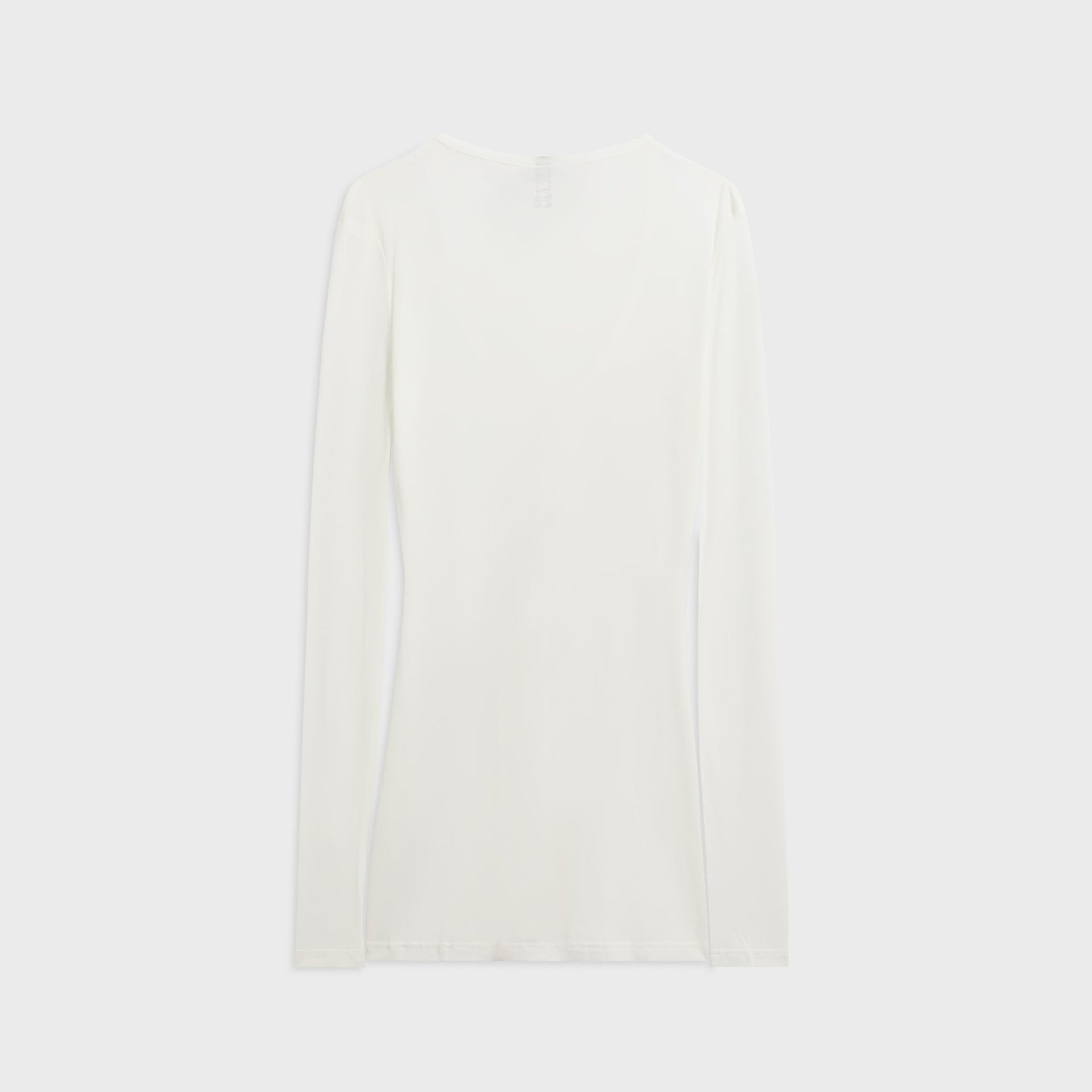 Bond-Eye Elias coconut ivory long-sleeve mini dress, plain deep V sheer back, rear flat-lay