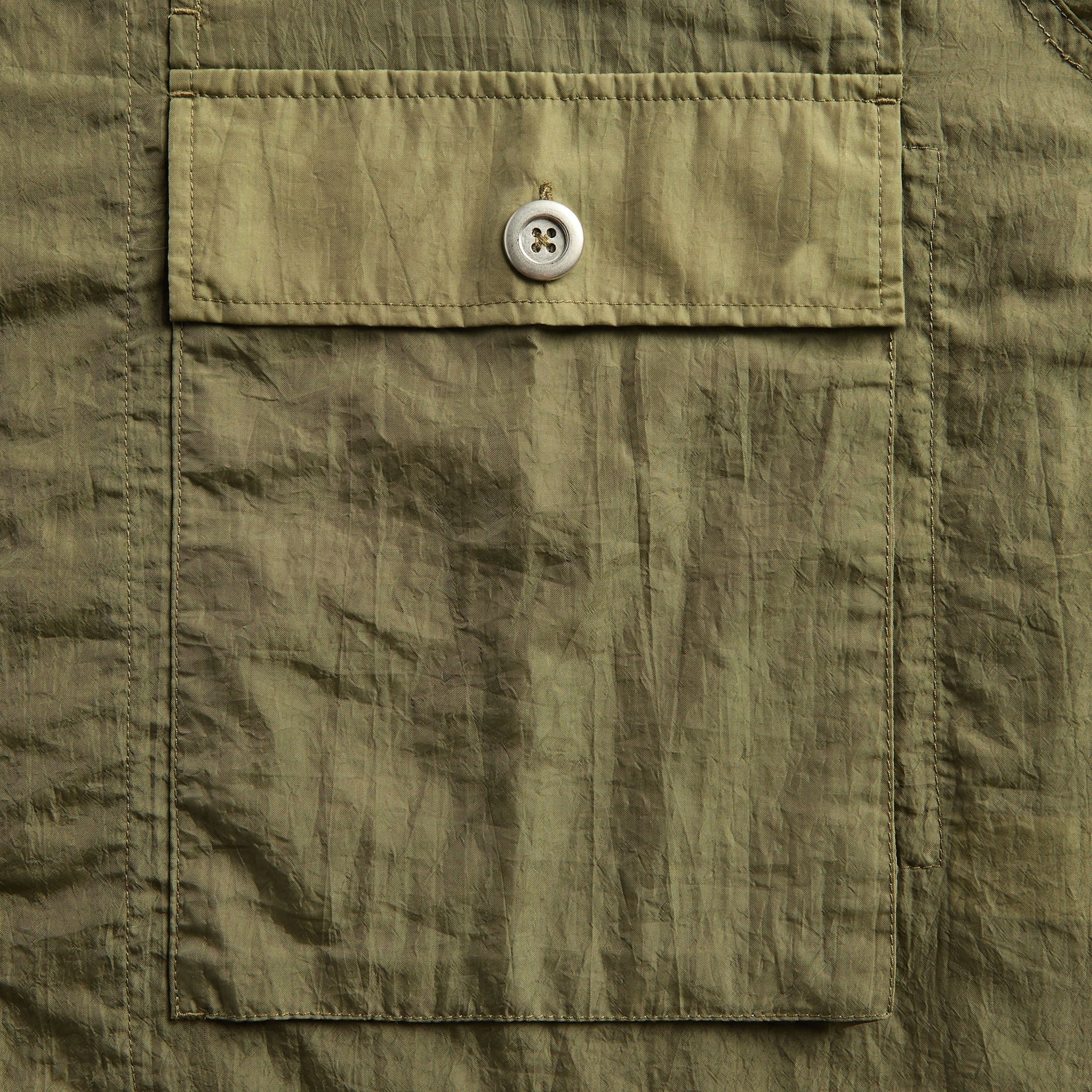 Brain Dead Cropped Nylon Button Up Shirt - Army