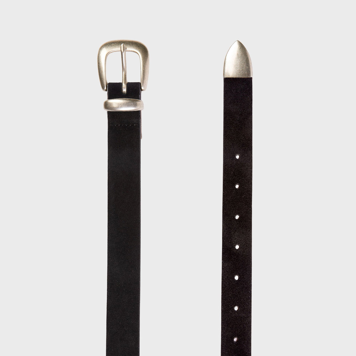 Black Suede Studio Tetra Belt - Black Suede / Antique Silver