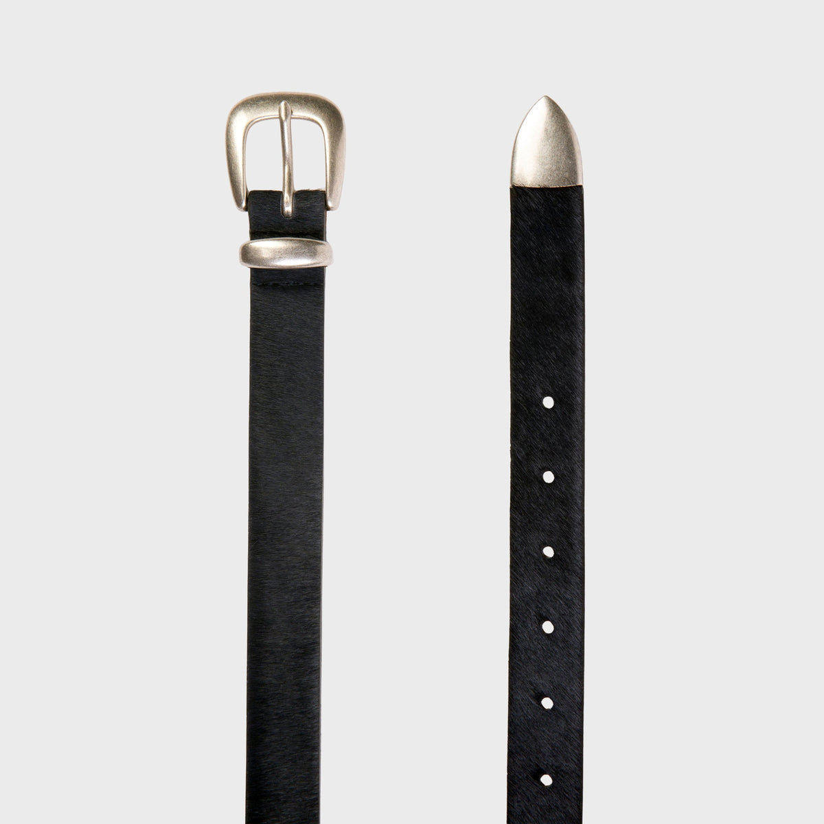 Black Suede Studio Tetra Belt - Midnight Blue Pony Hair / Antique Silver