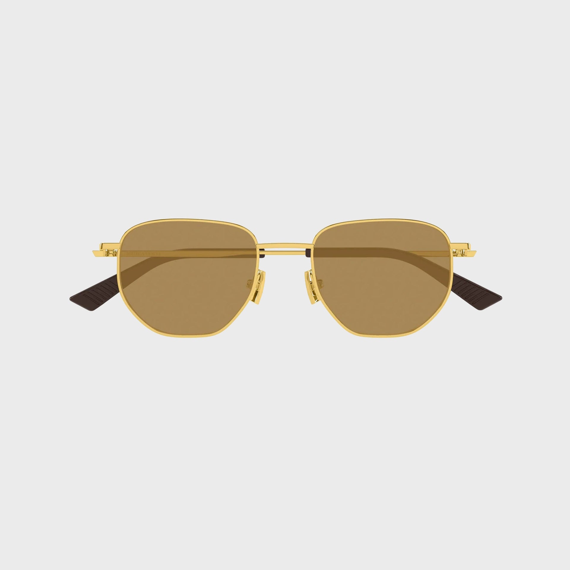 Bottega Veneta Unisex Metal Sunglasses - Gold / Brown
