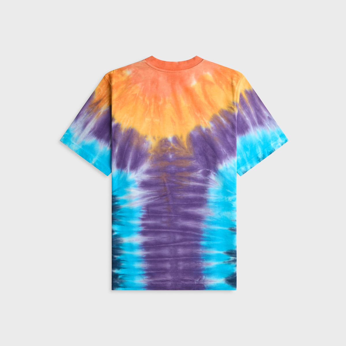 Casablanca tie-dye long sleeve tee in orange, purple and blue with Casablanca arch logo print, back view