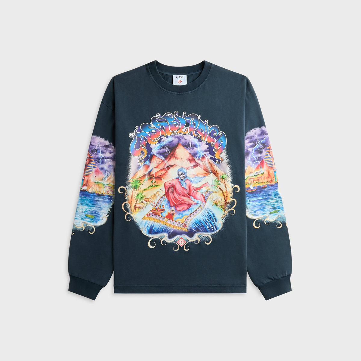 Casablanca Eveil Ancestral Long Sleeve Tee - Washed Ark Navy