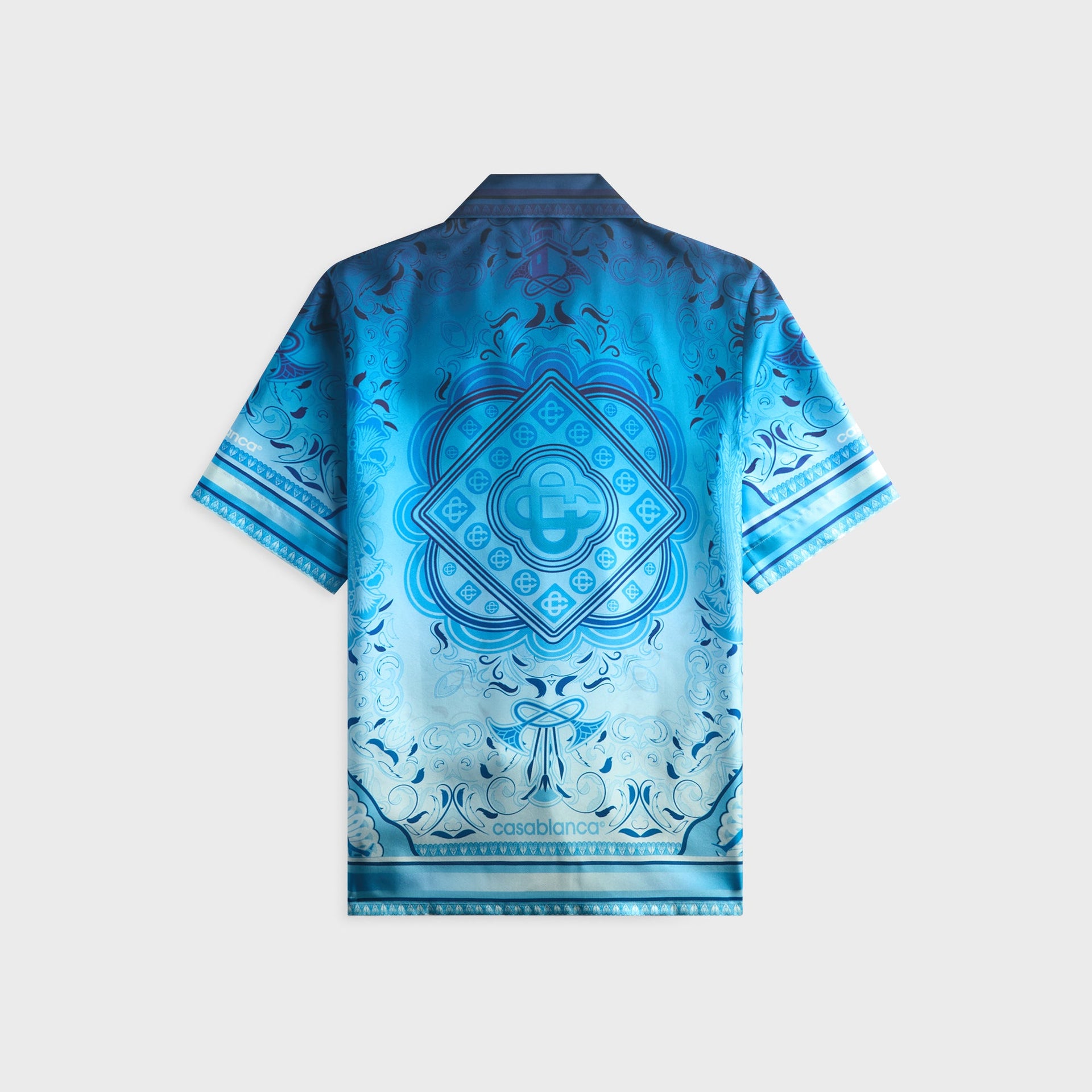 Casablanca Gradient Egyptian Rug Short Sleeve Silk Shirt - Blue