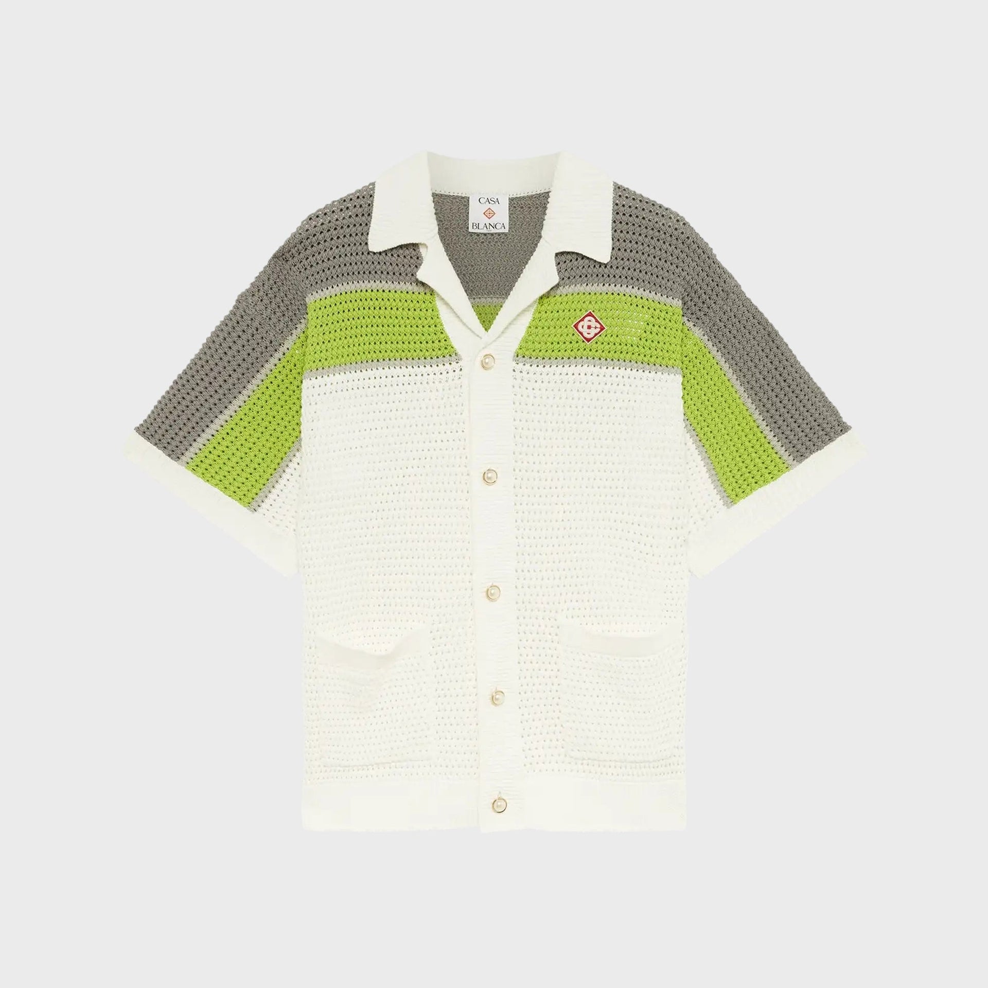 Casablanca Stripe Crochet Shirt - White