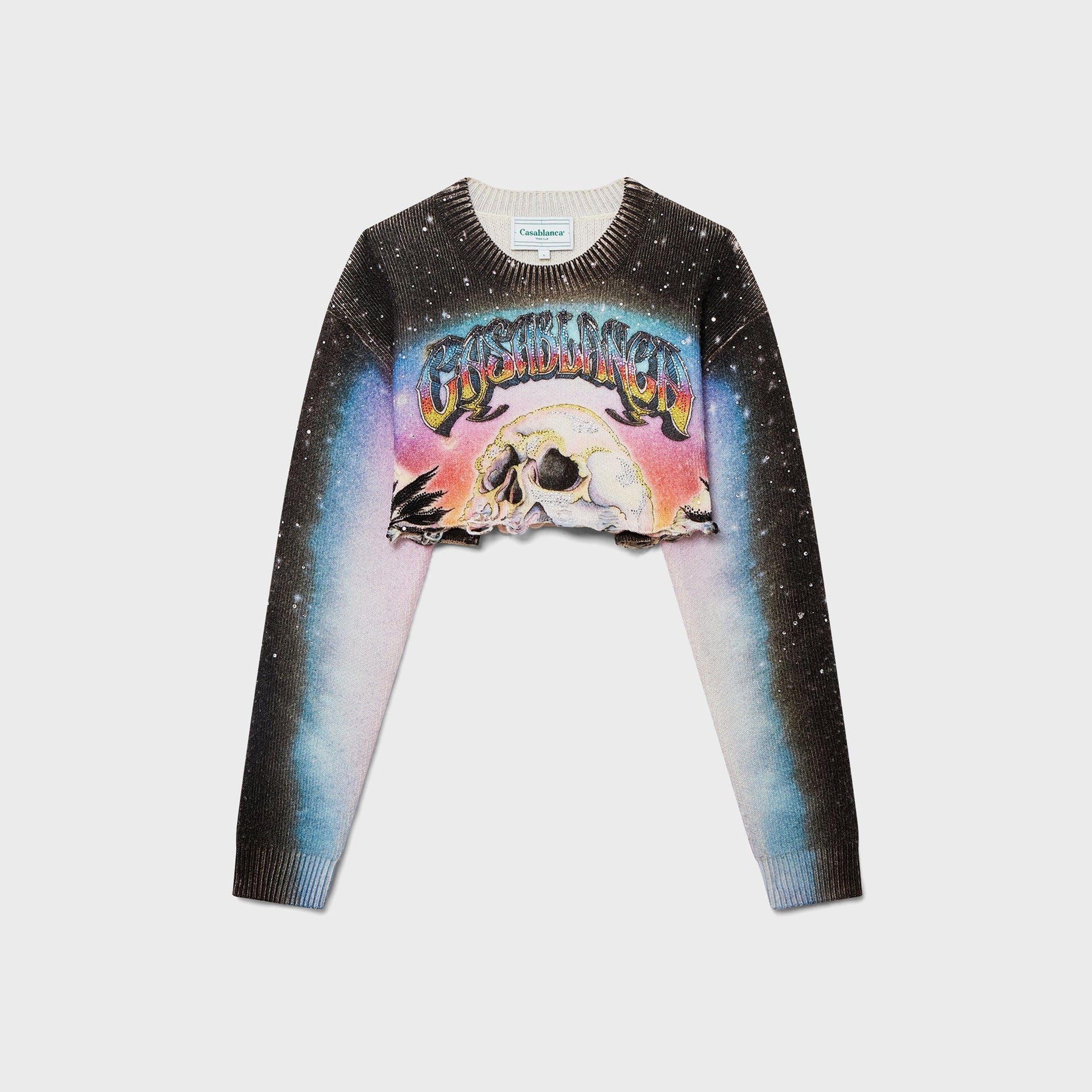 Casablanca Printed Embellished Cropped Sweatshirt in La Premonition
