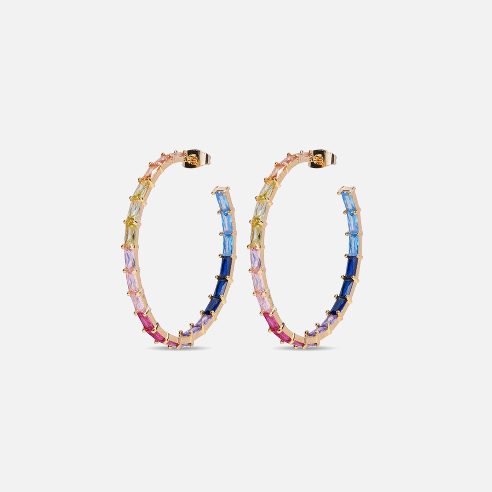 Crystal Haze Baguette Chakra Earrings - Multi