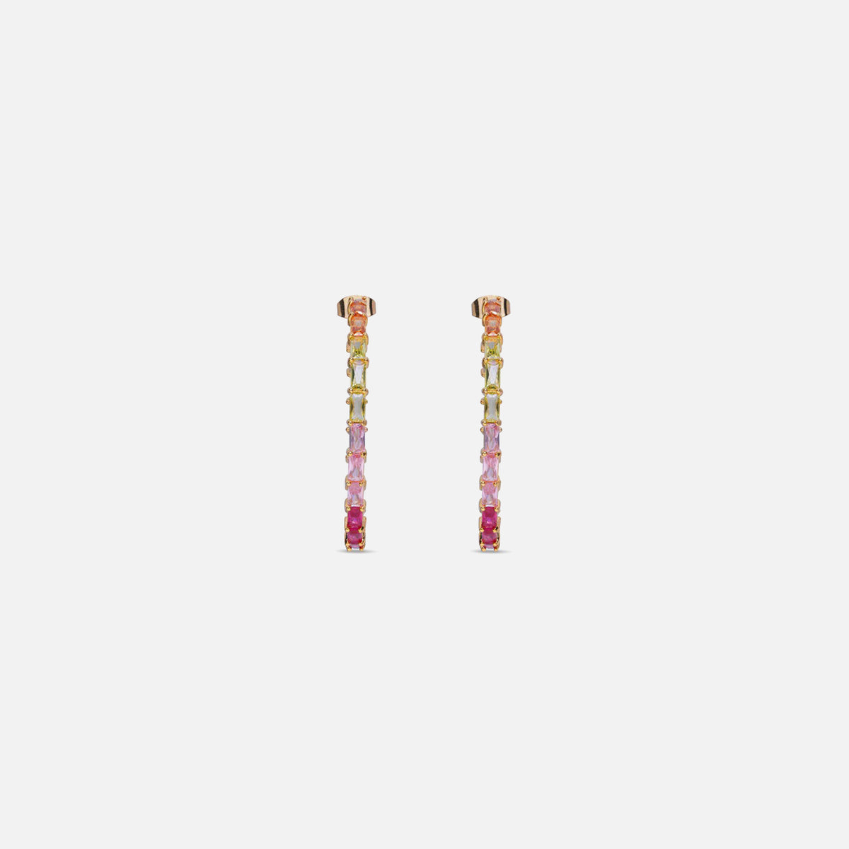 Crystal Haze Baguette Chakra Earrings - Multi
