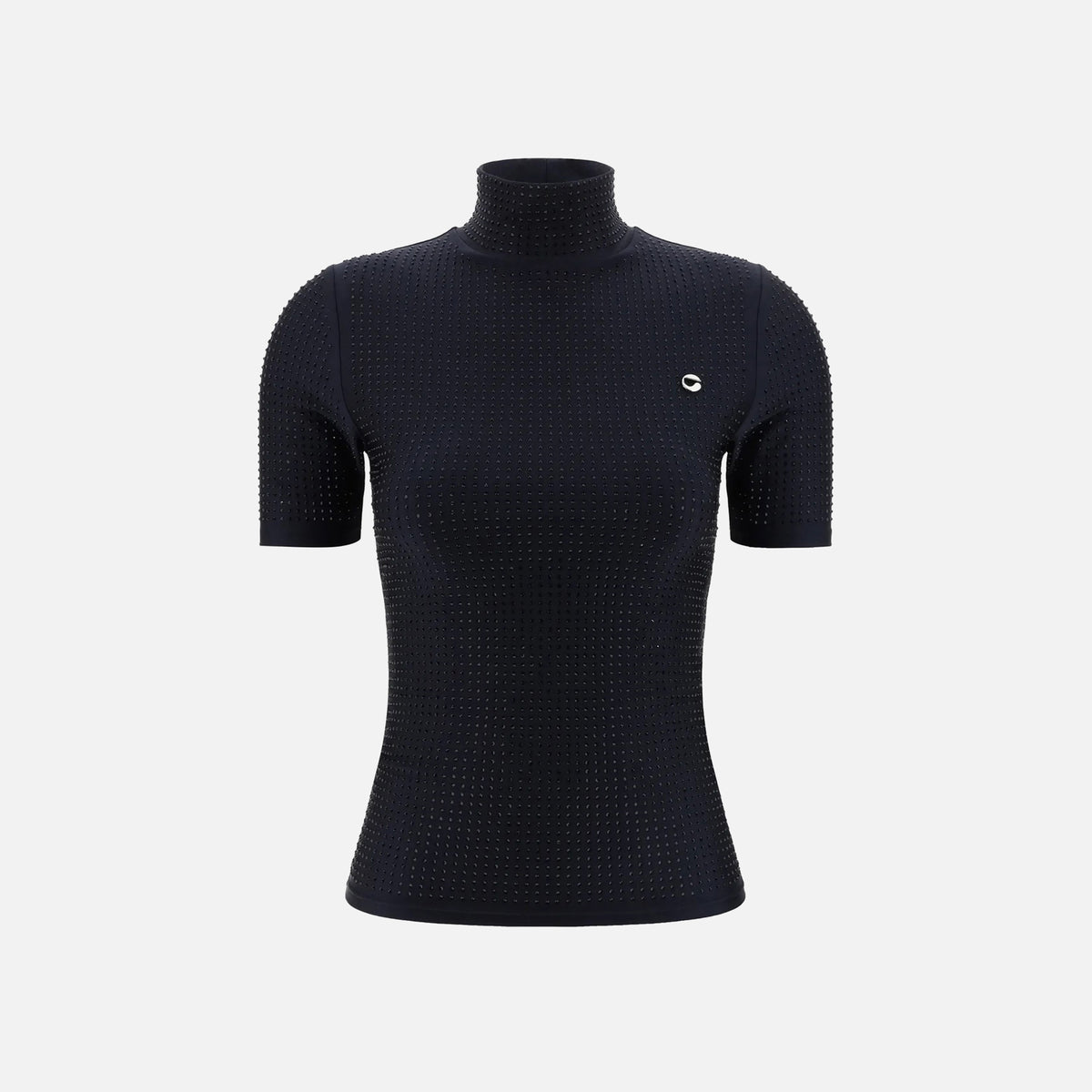 Coperni Crystal Embellished High Neck Fitted Top - Black