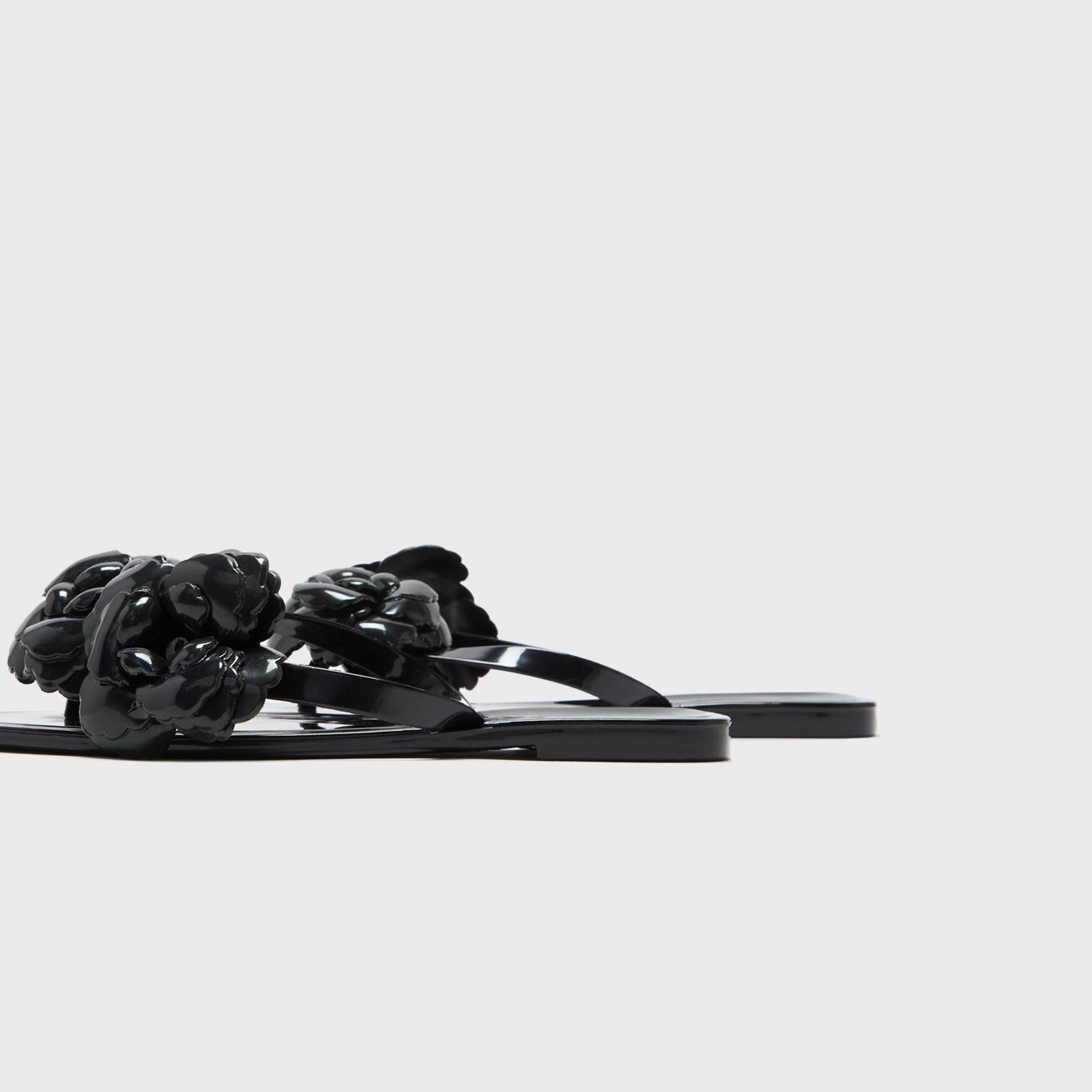 Coperni Silicone Flower Flat Sandals - Black