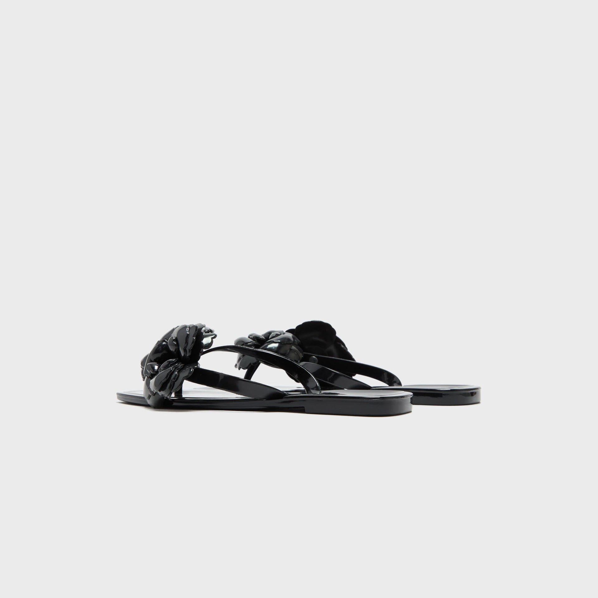 Coperni Silicone Flower Flat Sandals - Black