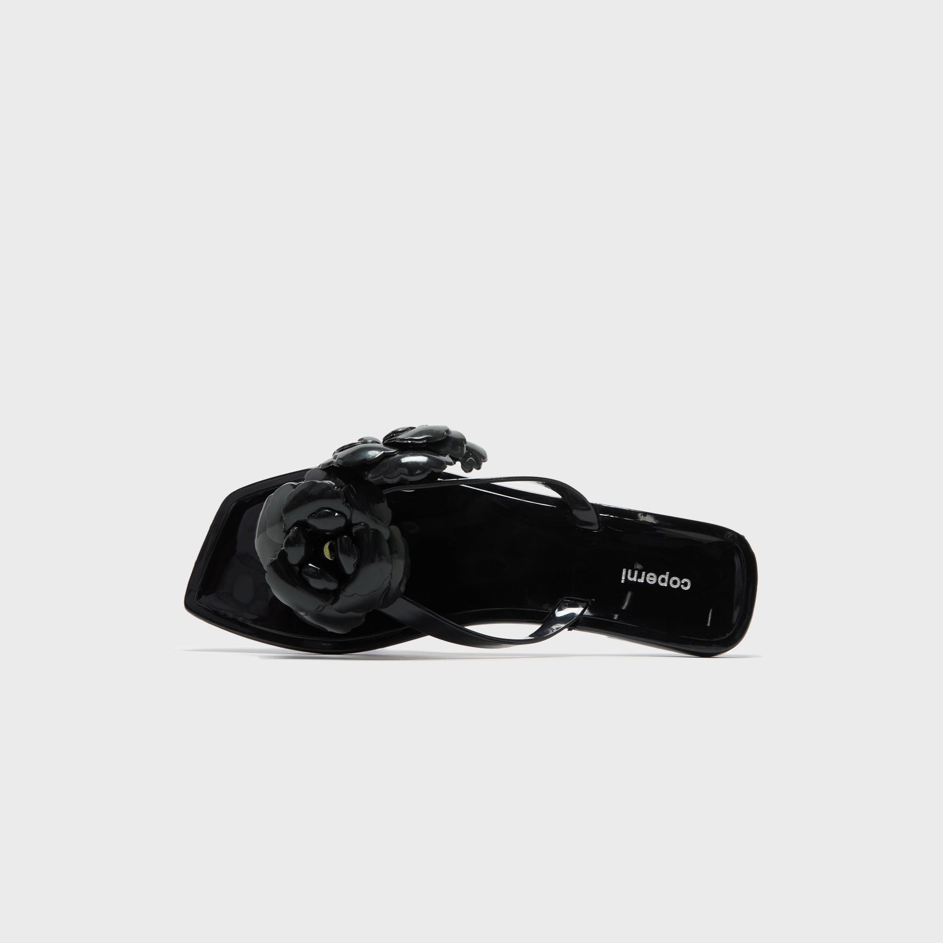 Coperni Silicone Flower Flat Sandals - Black