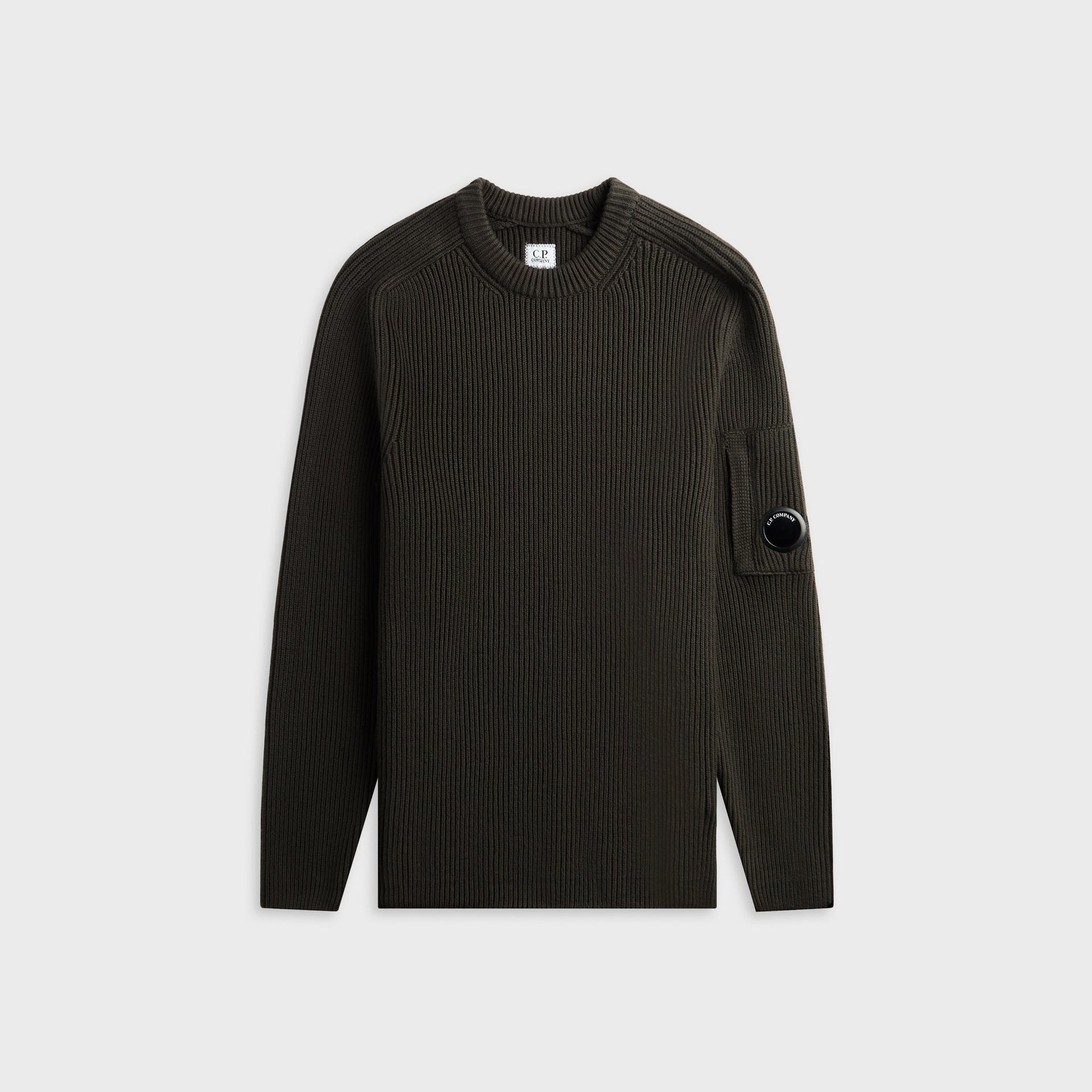 C.P. Company Full Rib Cotton Lens Crewneck Sweater - Raven