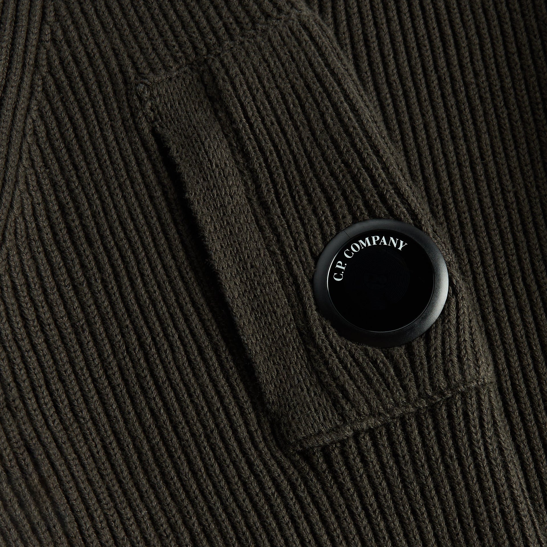 C.P. Company Full Rib Cotton Lens Crewneck Sweater - Raven