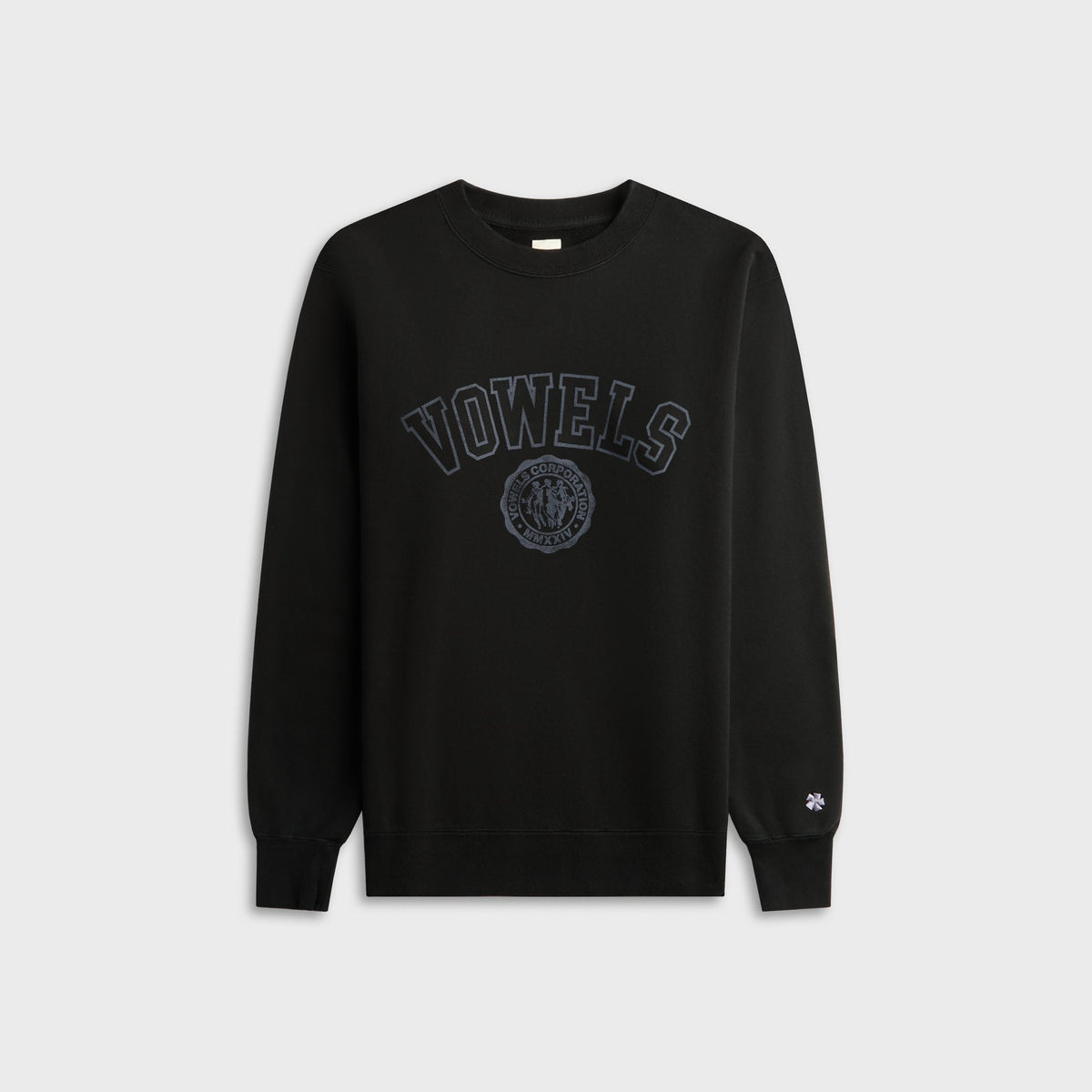 vowels Faded Collegiate Crewneck - Black