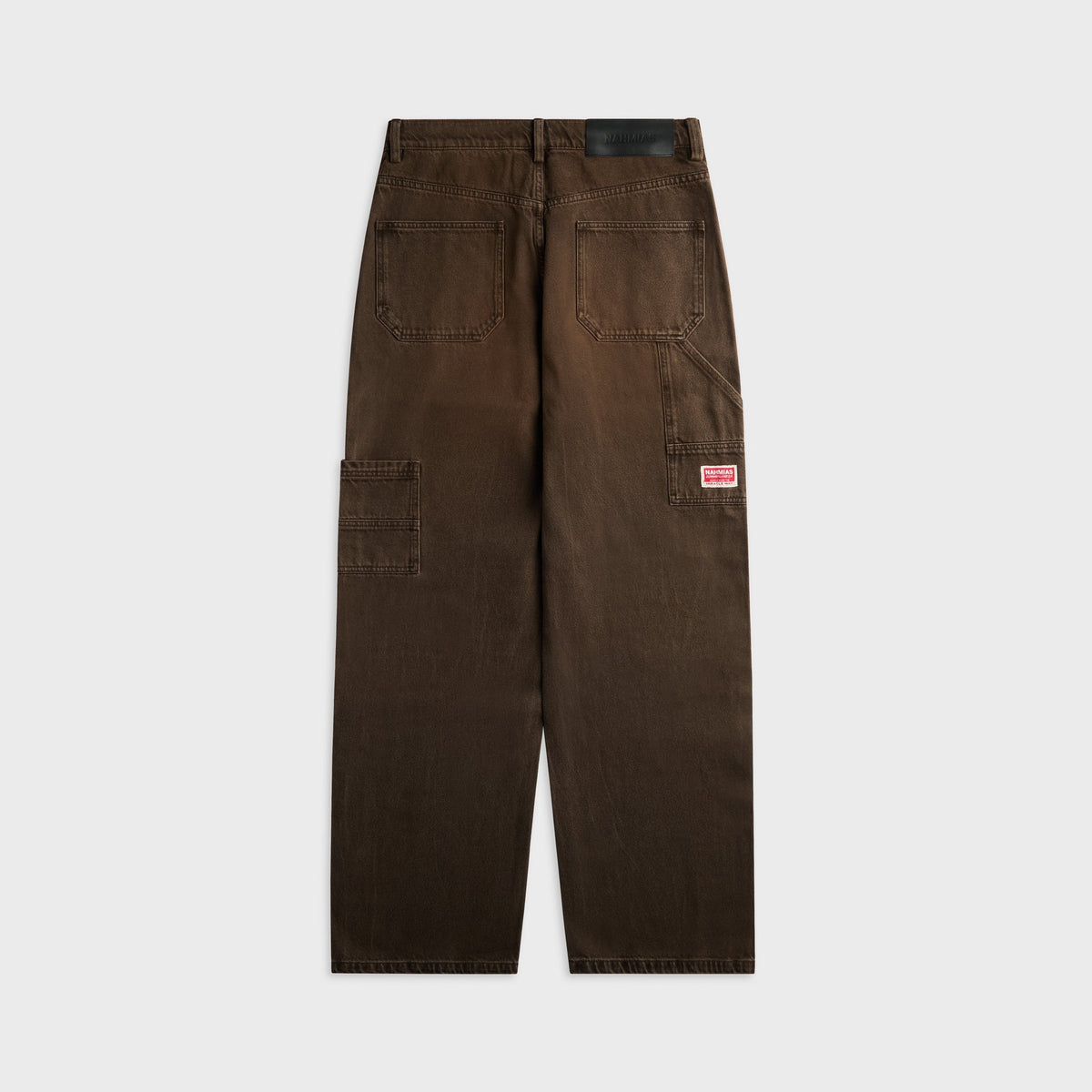 NAHMIAS Gardener Utility Pant in Brown, brown cargo pant with patch pocket, back view