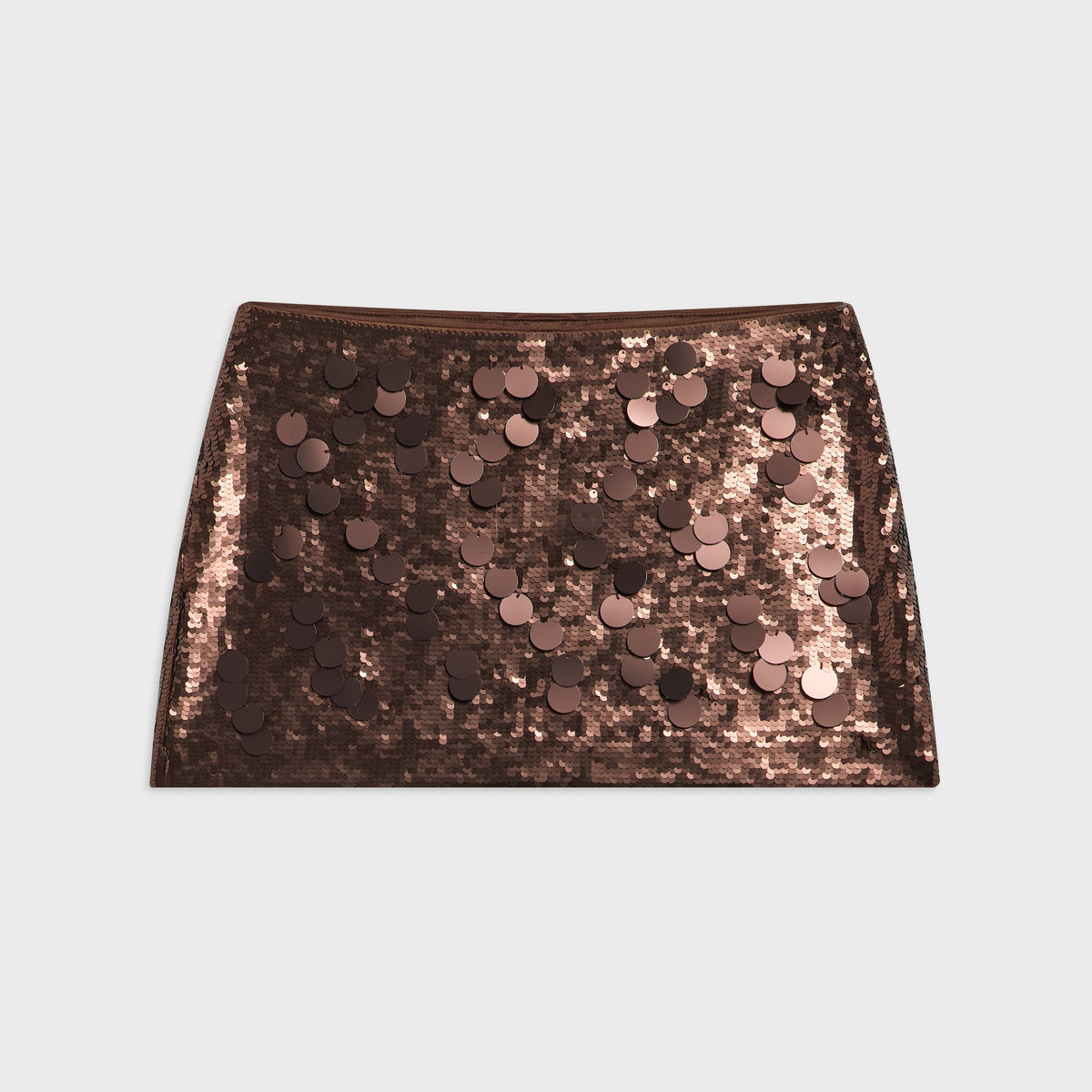 GUIZIO Low Rise Paillette Skirt - Chocolate