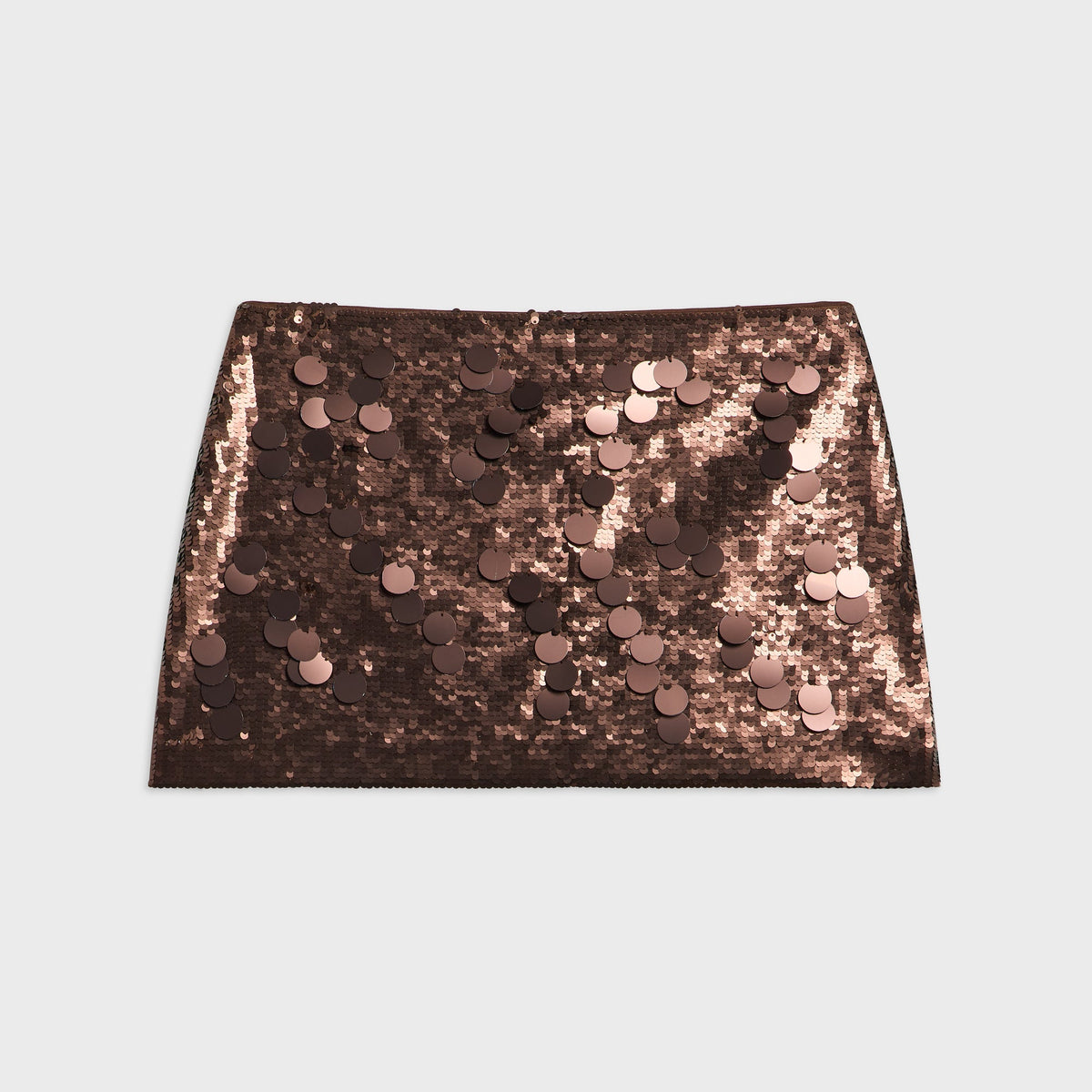 GUIZIO Low Rise Paillette Skirt - Chocolate