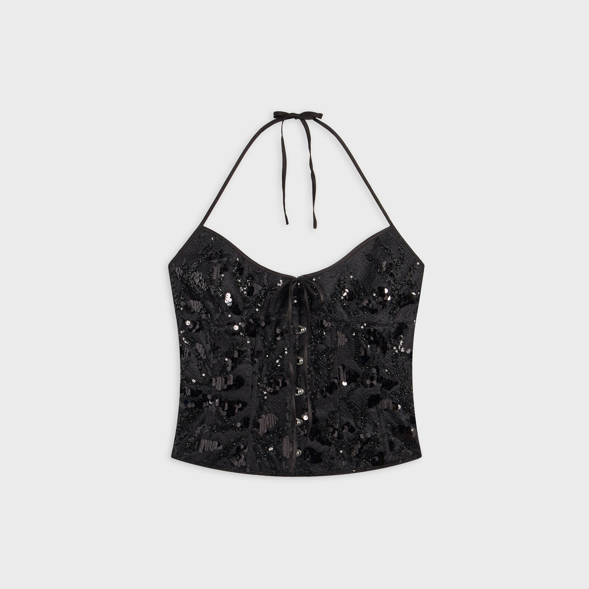 GUIZIO Marini Embellished Corset Top - Black