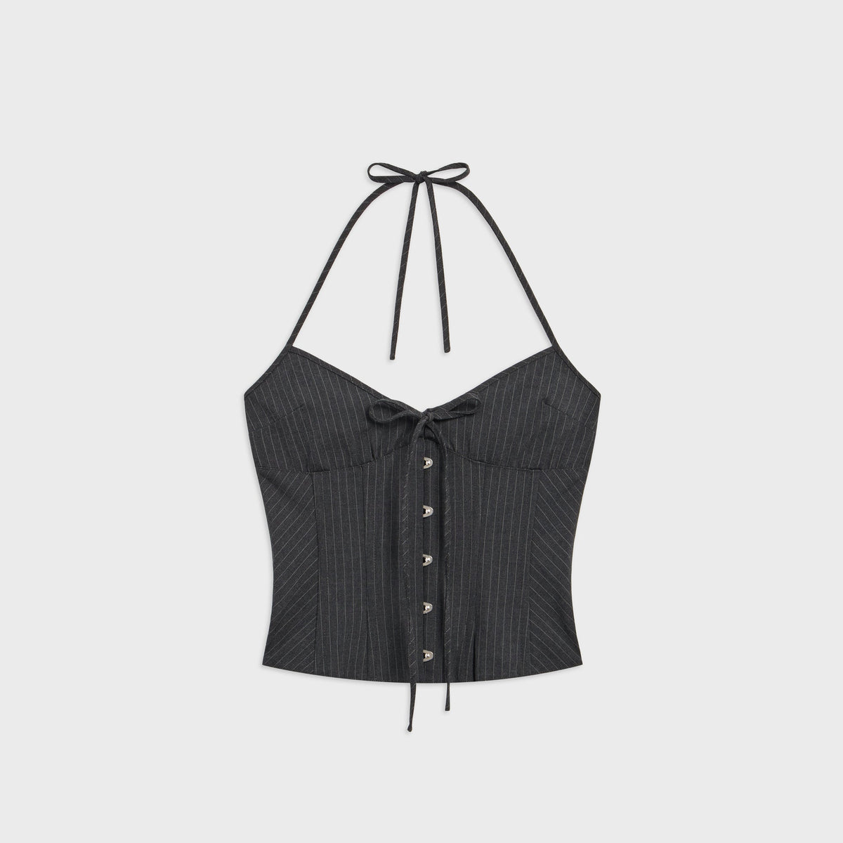 GUIZIO Marini Corset Top - Grey Pinstripe