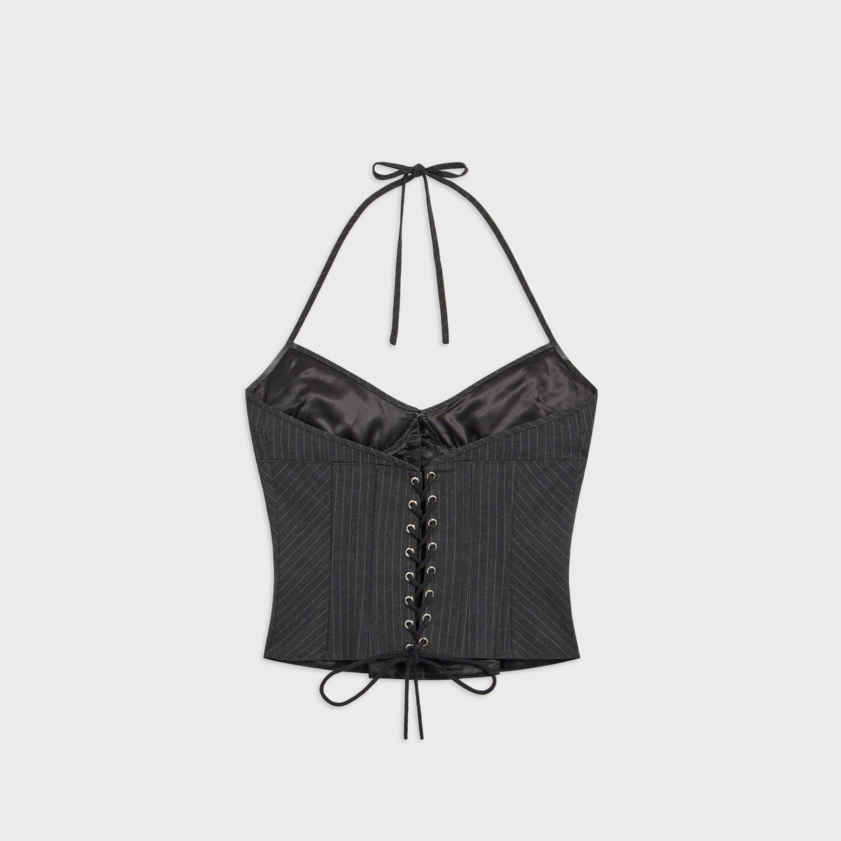 GUIZIO Marini Corset Top - Grey Pinstripe