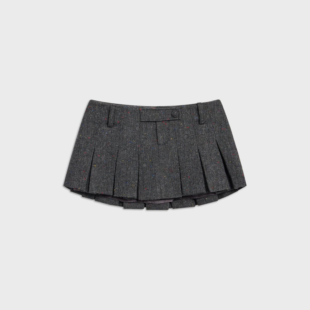 GUIZIO Tweed Pleated Mini Skirt - Dark Grey