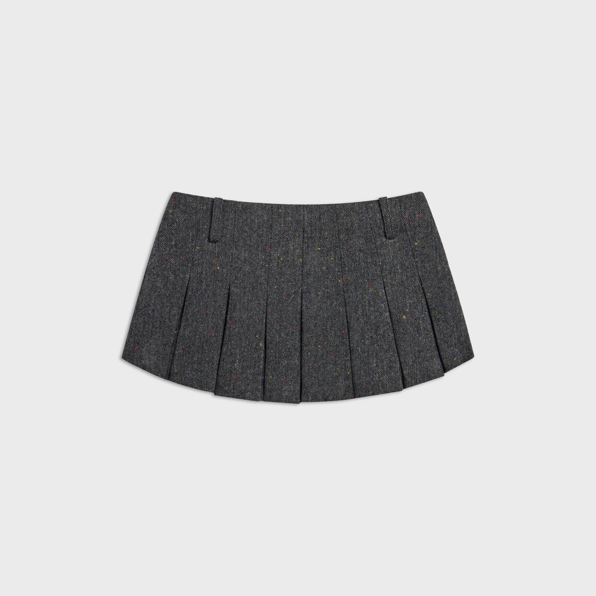 GUIZIO Tweed Pleated Mini Skirt - Dark Grey