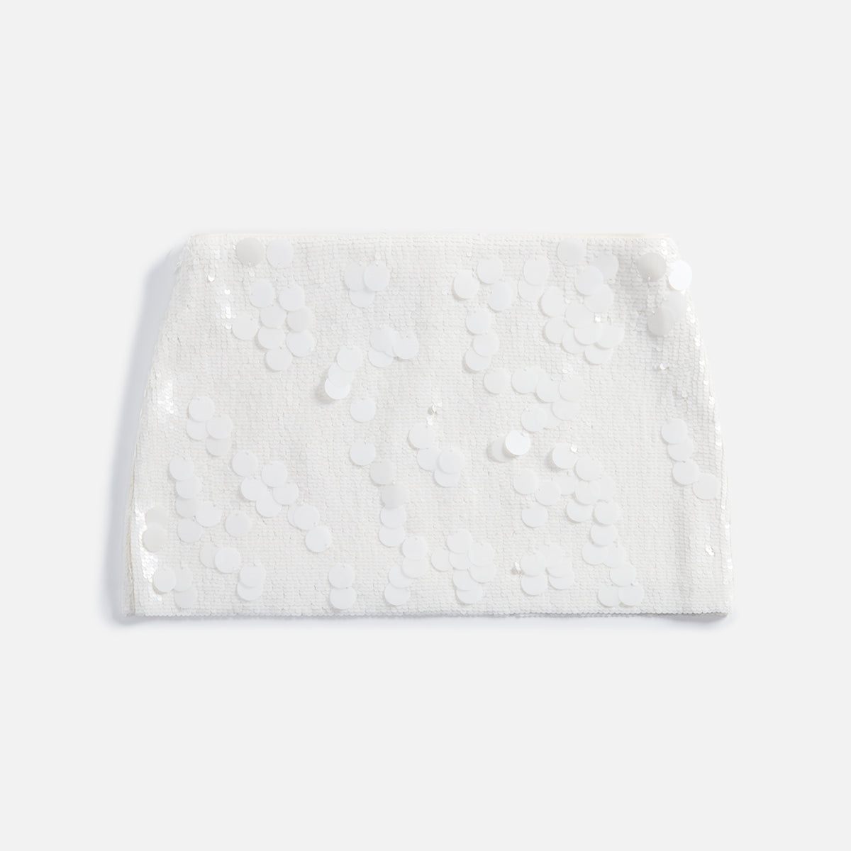 Low Rise Paillette Skirt in Seashell White