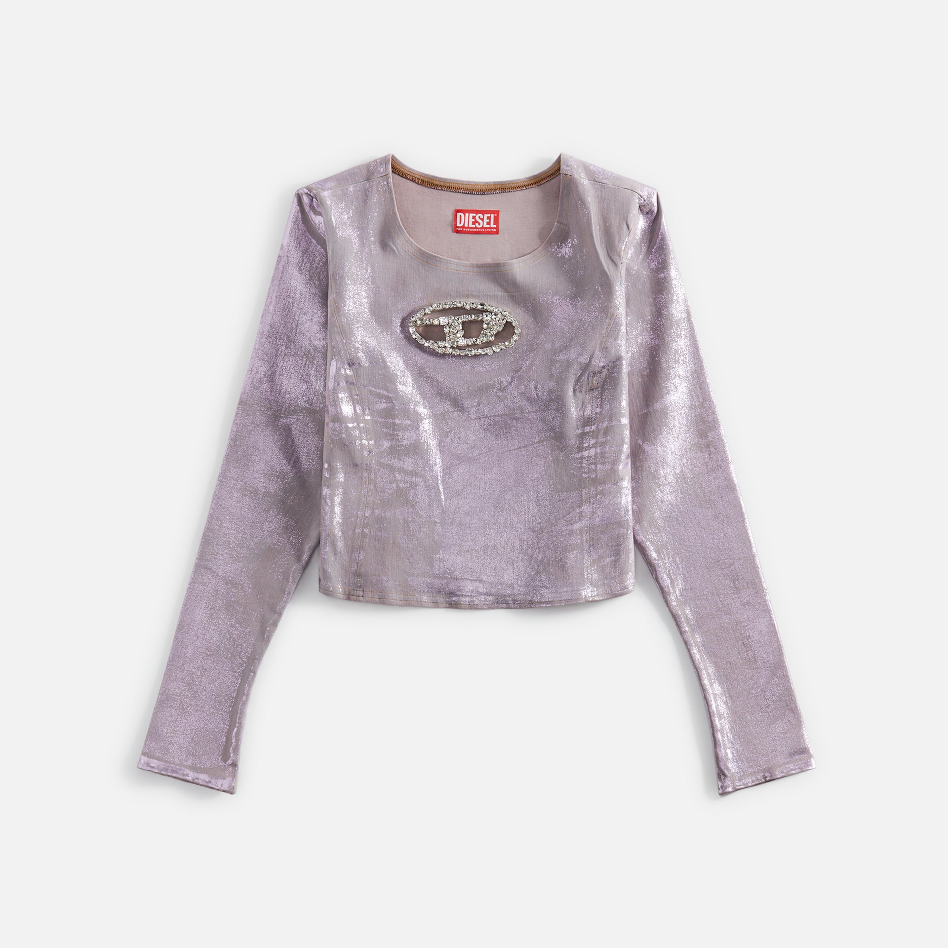 Diesel Logo Long Sleeve Denim Top - Pink