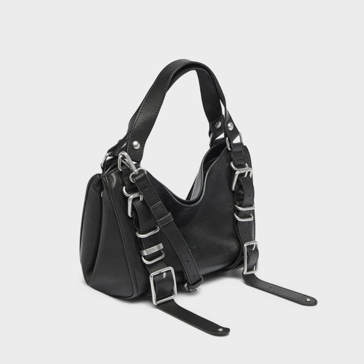 Diesel D One Treated Leather Small Top Handle Bag - Black