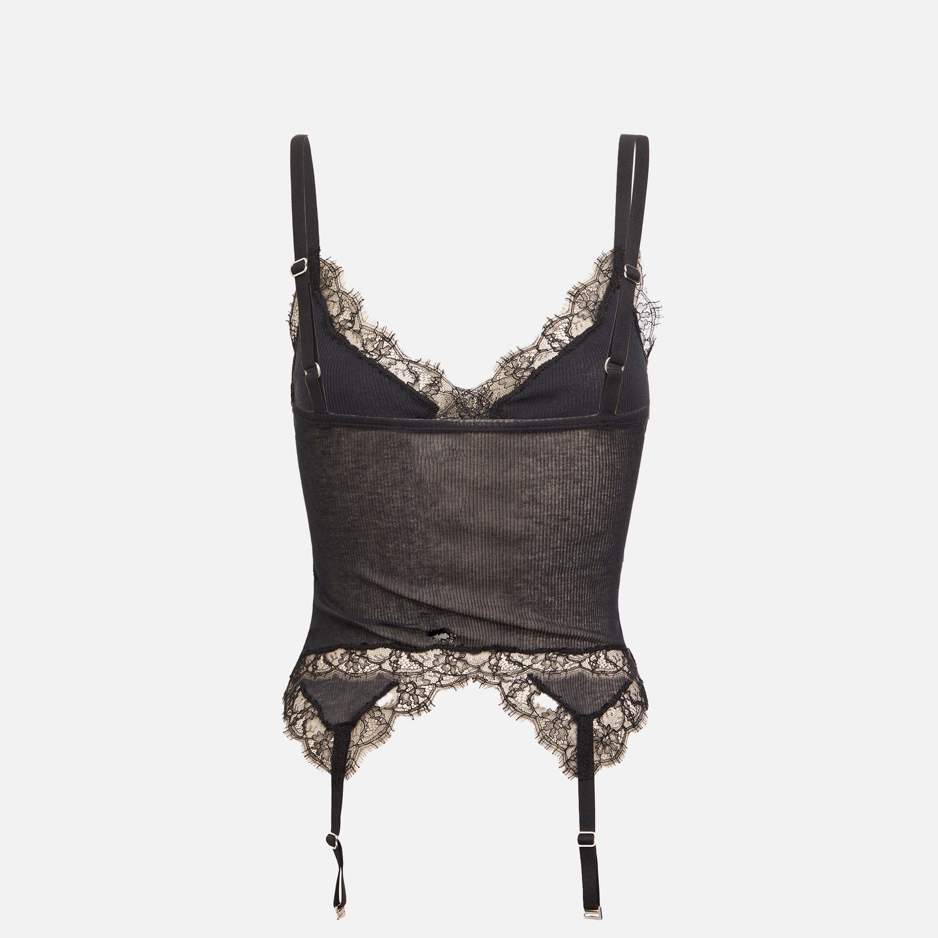 Dion Lee Lace Rib Garter Tank - Black